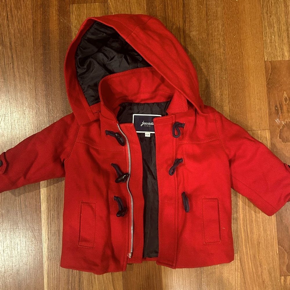 Jacadi Paris Red Wool Toggle Pea Coat 12 month